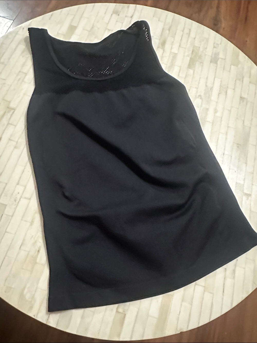 Black Women's Tank Top with Mesh Detail